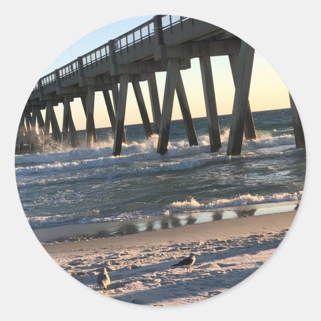 Pegatina Redonda Playa (Anverso)