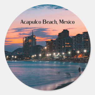 Pegatina Redonda Playa Acapulco, México