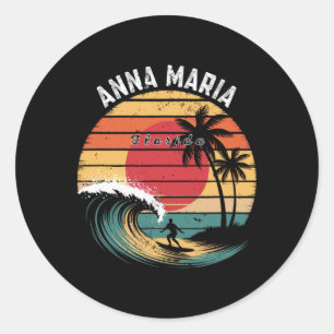 Pegatina Redonda Playa Anna Maria Florida Playa Surf