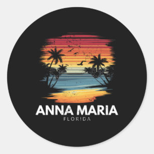 Pegatina Redonda Playa Anna Maria Florida Tabla de surfear Surf vin
