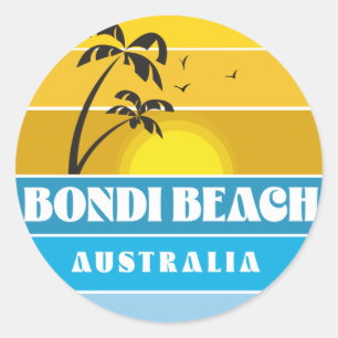 Pegatina Redonda Playa Bondi Australia