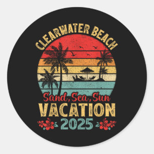 Pegatina Redonda Playa Clearwater Florida Arena Mar Sol Vacaciones 