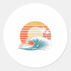 Pegatina Redonda Playa de arena Hawaii Mujeres Hombres Surfboarding