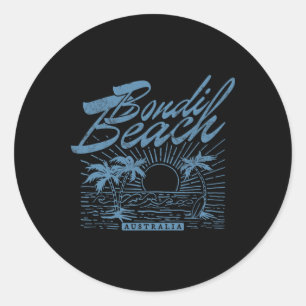 Pegatina Redonda Playa de Bondi Australia con problemas de surf