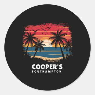 Pegatina Redonda Playa de Cooper Southampton Surfboarder Palma S