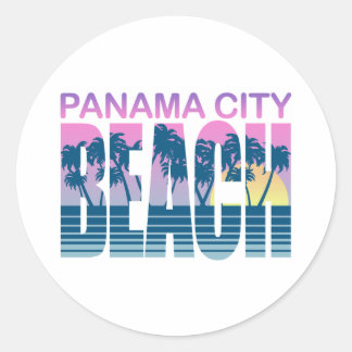 Pegatina Redonda Playa de la Ciudad de Panamá