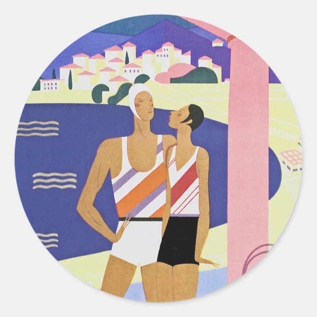 Pegatina Redonda Playa de Montecarlo (Anverso)