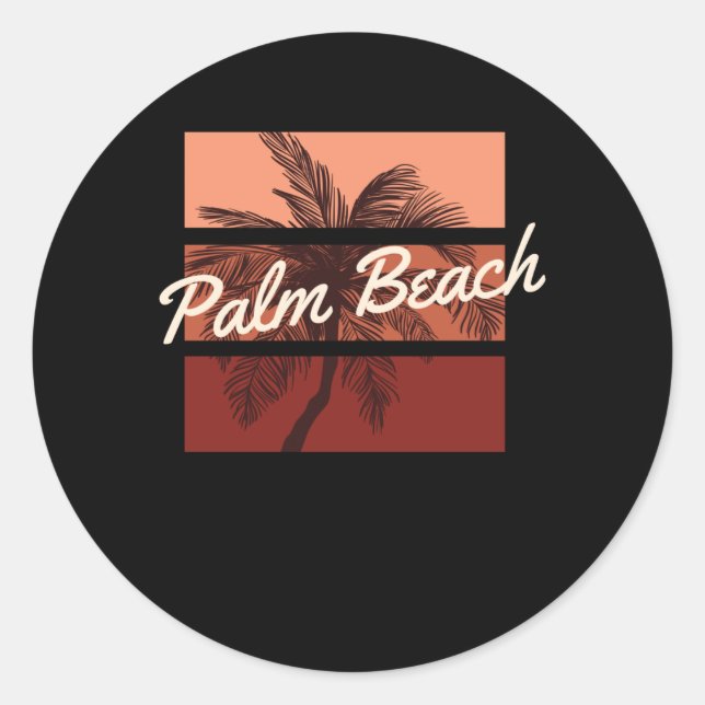 Pegatina Redonda Playa de Palm Beach (Anverso)
