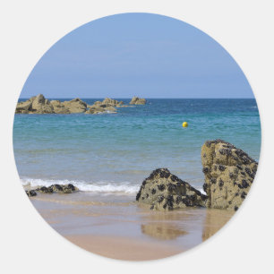 Pegatina Redonda Playa de Plévenon en Francia