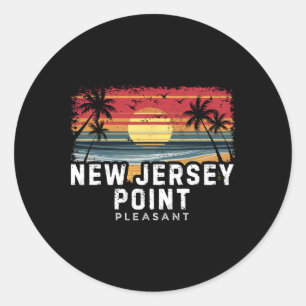 Pegatina Redonda Playa de tablas de surf Point Pleasant, Nueva Jers