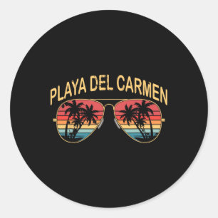 Pegatina Redonda Playa Del Carmen México Hombres Mujeres Recuerdo S