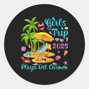 Pegatina Redonda Playa Del Carmen Playa México Viaje de Chicas de V