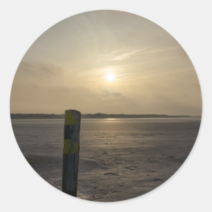 Pegatina Redonda Playa del mar del Norte