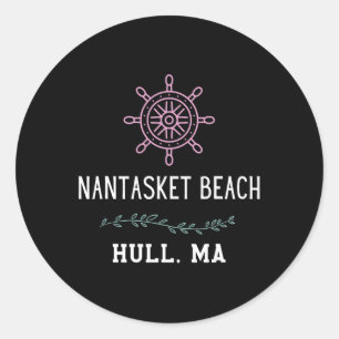 Pegatina Redonda Playa Nantasket de moda Hull Machusetts Vacaciones