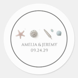 Pegatina Redonda Playa Pastel