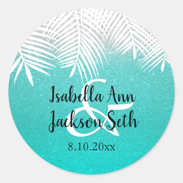 Pegatina Redonda Playa purpurina (Anverso)