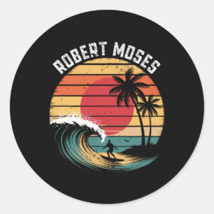 Pegatina Redonda Playa Robert Moses Surfing