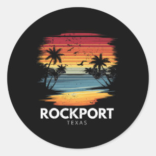 Pegatina Redonda Playa Rockport Texas Tabla de Surfear Surfing Vint