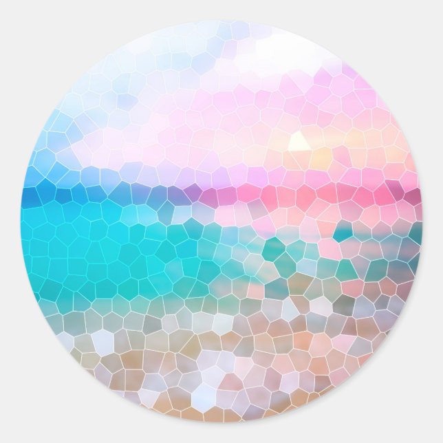 Pegatina Redonda Playa Tropical De Glass Sunrise Stain (Anverso)