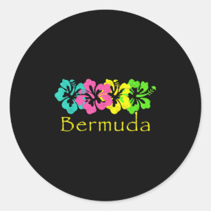 Pegatina Redonda Playa tropical de las Bermudas _ Surf de viaje de