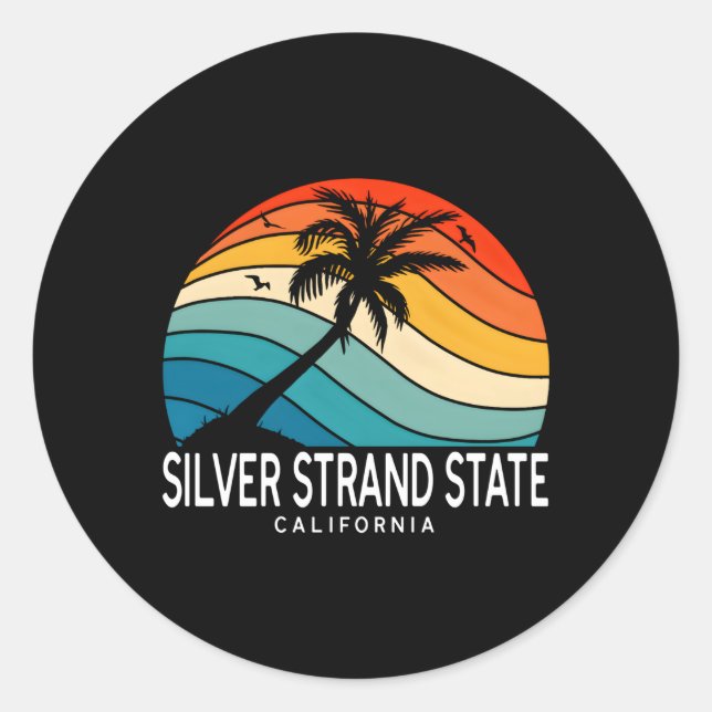 Pegatina Redonda Playa Tropical de Silver Strand State Beach Califo (Anverso)