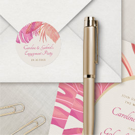 Pegatina Redonda Playa Tropical Rosa