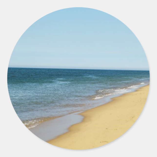 Pegatina Redonda Playa vacía (Anverso)