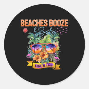 Pegatina Redonda Playas Booze Besties Myrtle Beach South Carolina