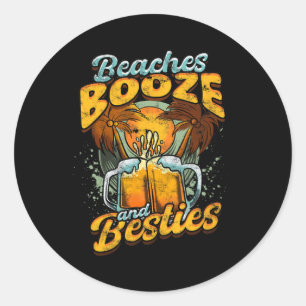 Pegatina Redonda Playas Booze Y Bestias - Beer Cerveza Naturaleza P