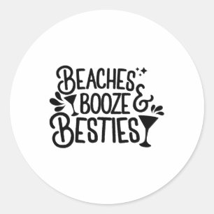 Pegatina Redonda Playas Booze Y Bestis Bachelorette Playas De Veran