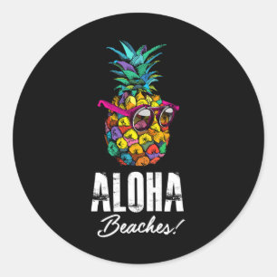Pegatina Redonda ¡Playas de Aloha! Vacay De Hawái Y Summer