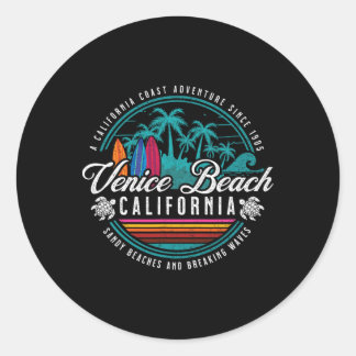 Pegatina Redonda Playas de arena de Venecia Beach California Rompie