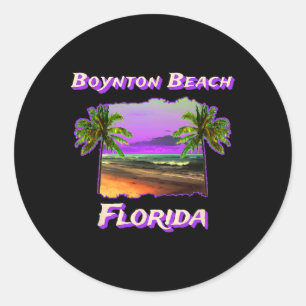 Pegatina Redonda Playas De Boynton Beach Florida