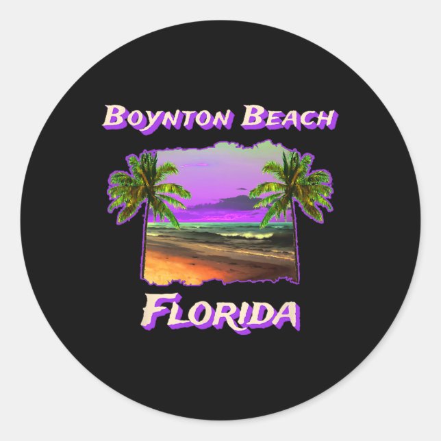 Pegatina Redonda Playas De Boynton Beach Florida (Anverso)