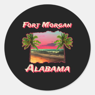Pegatina Redonda Playas De Fort Morgan Alabama