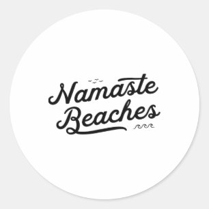 Pegatina Redonda Playas de Namaste Cute Graciosas Olas De Yoga En V