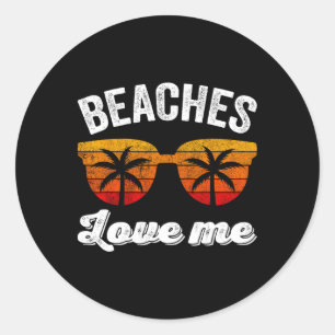 Pegatina Redonda Playas Retro Vintage Me Aman Shirt Funny Beach Va