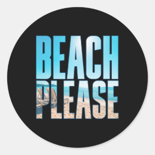 Pegatina Redonda Playas vacacionales de verano de Beach Please Shir