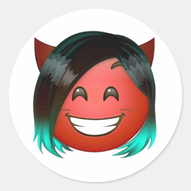 Pegatina Redonda : Playful Devil Emoji Sticker (Anverso)