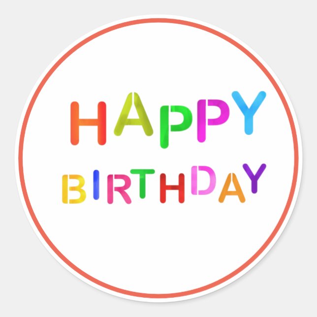 Pegatina Redonda Playful Happy Birthday Text (Anverso)