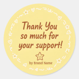 Pegatina Redonda Playful Yellow Thank You Business Sticker 