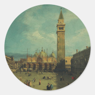 Pegatina Redonda Plaza de San Marcos por Canaletto
