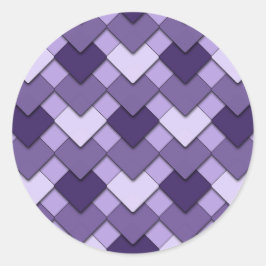 Pegatina Redonda Plaza Lilac Purple y patrón Diamond Harlequin