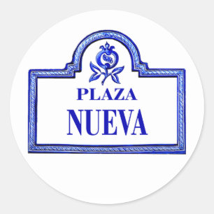 Pegatina Redonda Plaza Nueva, Rótulo de la Calle Granada