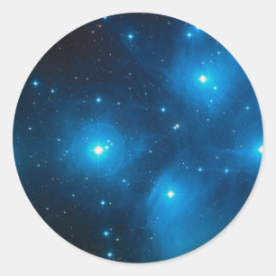 Pegatina Redonda Pleiades Open Star Cluster