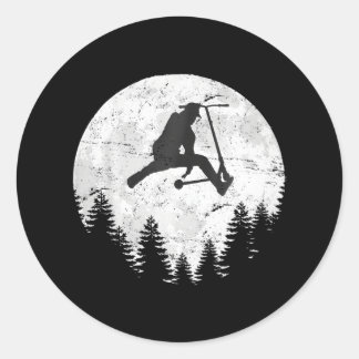 Pegatina Redonda Pleno Moon Scooter Skateboarding