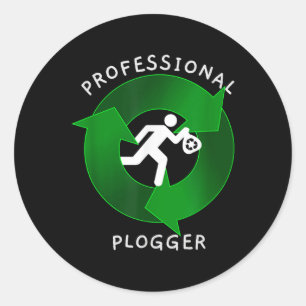 Pegatina Redonda Plogger profesional - Entorno Jogger Plogging