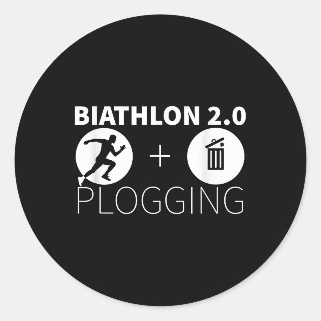 Pegatina Redonda Plogging Biathlon 2.0 Jogging Y Environmental Pr (Anverso)