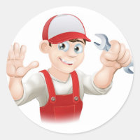 plomero feliz o mecánico con spanner