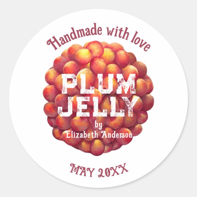 Pegatina Redonda Plum Jelly Product (Anverso)